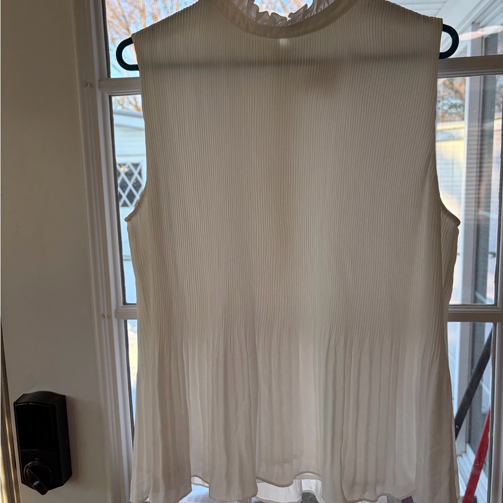 Chico's Cream Sleeveless Pleated Tank Top